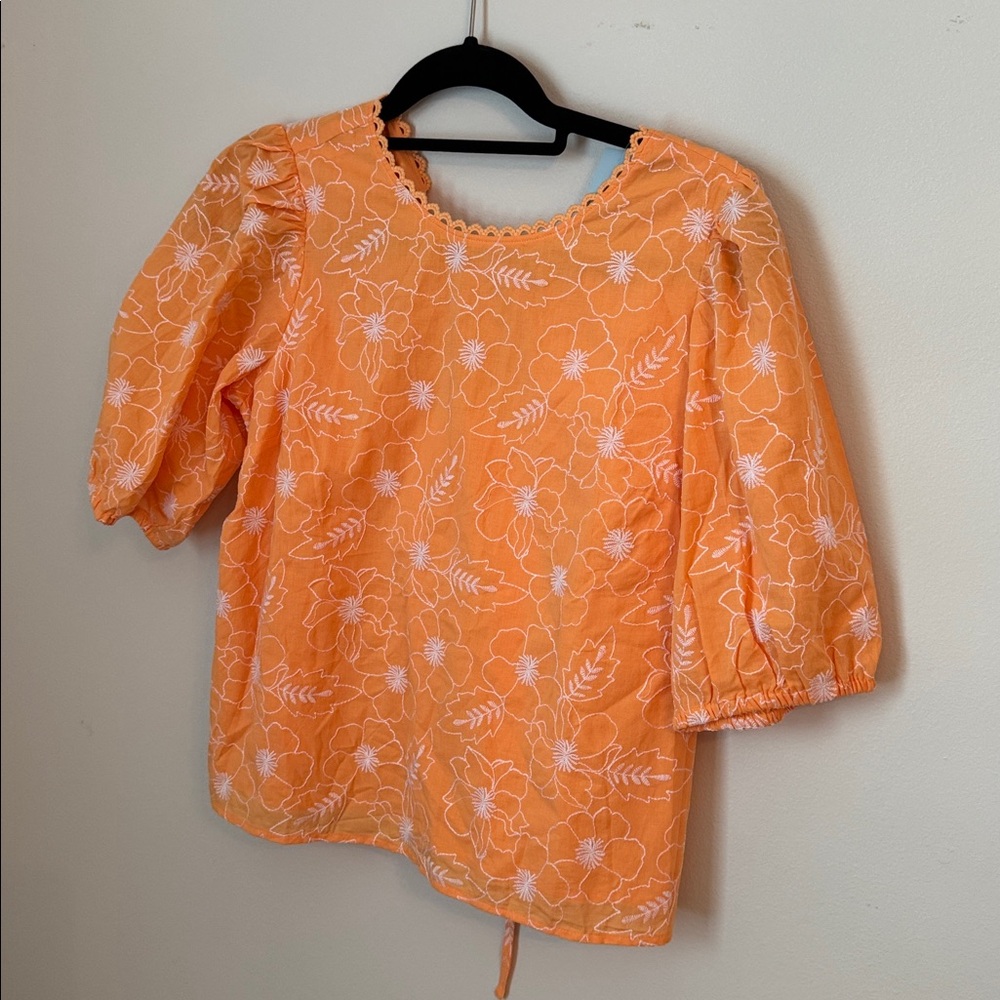 LOFT Orange Floral Blouse